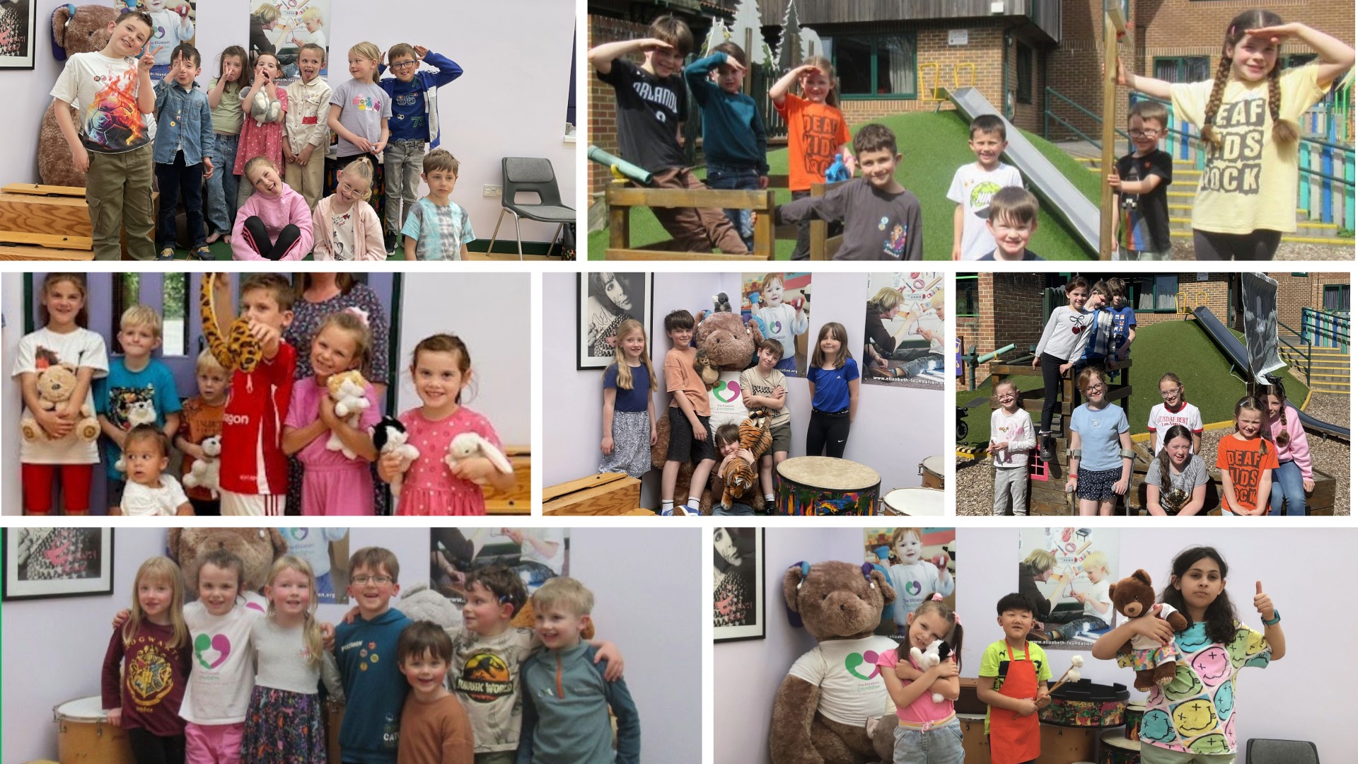 Collage of children taking part in Ladder Lab testing days at the Elizabeth Foundation.